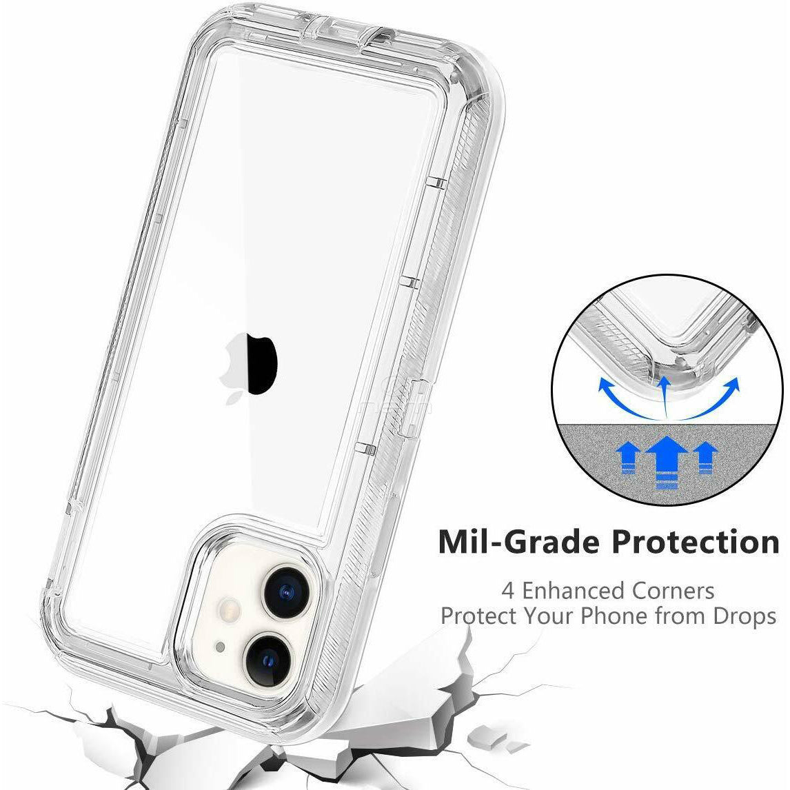 iPhone 12/12 Pro (6.1) Transparent Defender Case HYB03E Clear