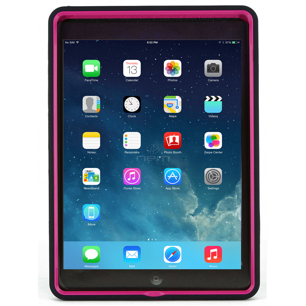 iPAD Air 9.7" Hybrid Stand Rubber Case HYB04 Black/Hot Pink