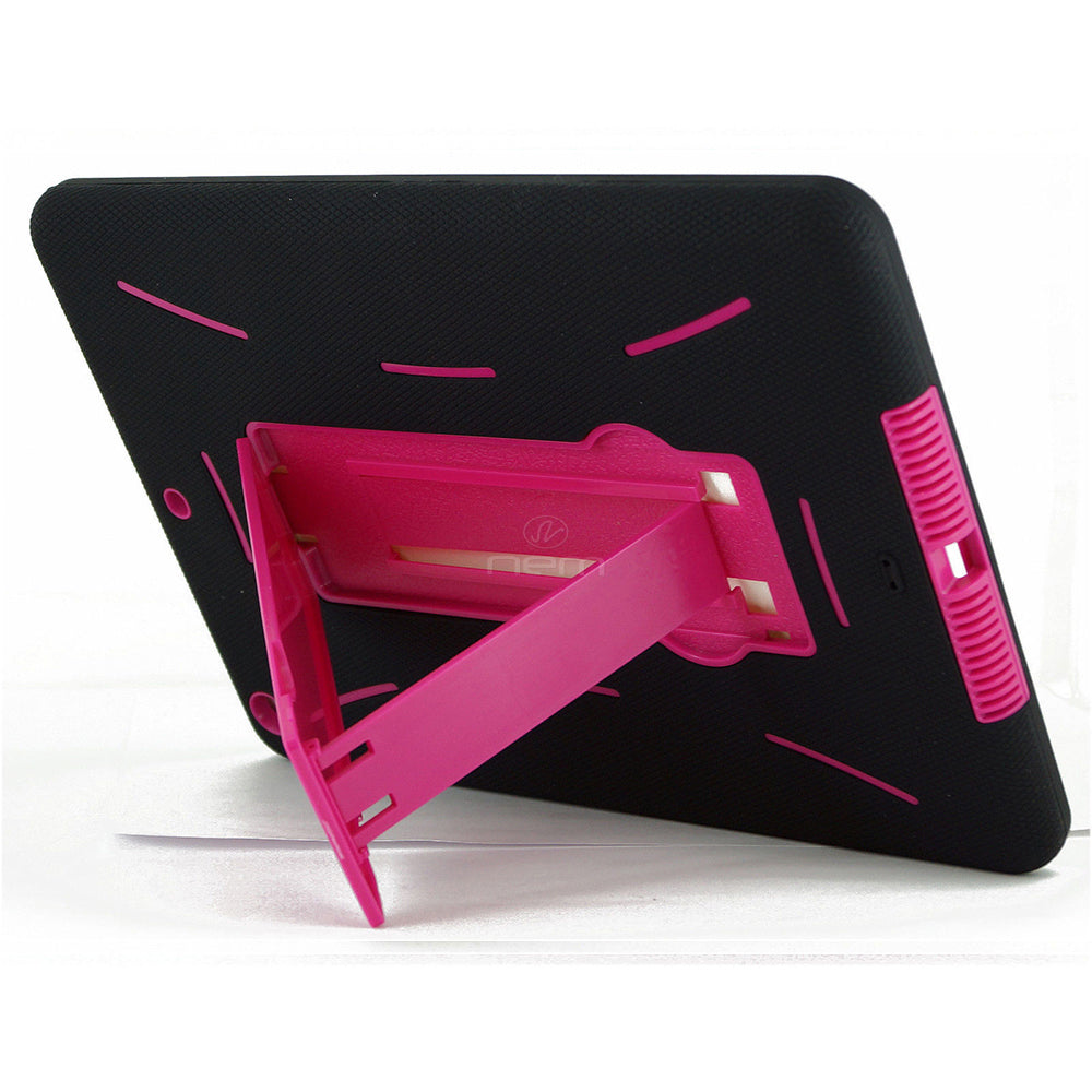 iPAD Air 9.7" Hybrid Stand Rubber Case HYB04 Black/Hot Pink