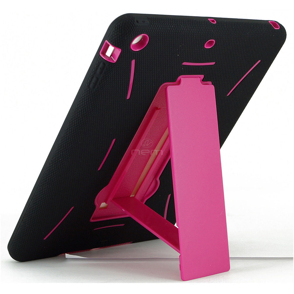 iPAD Air 9.7" Hybrid Stand Rubber Case HYB04 Black/Hot Pink