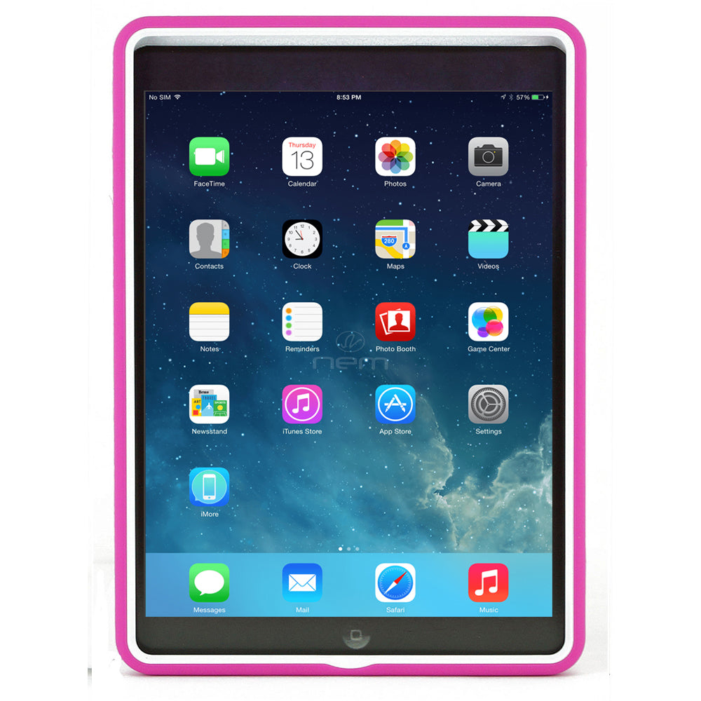 iPAD Air 9.7" Hybrid Stand Rubber Case HYB04 Hot Pink/White