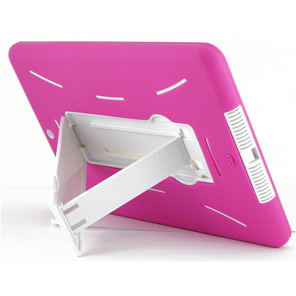 iPAD Air 9.7" Hybrid Stand Rubber Case HYB04 Hot Pink/White