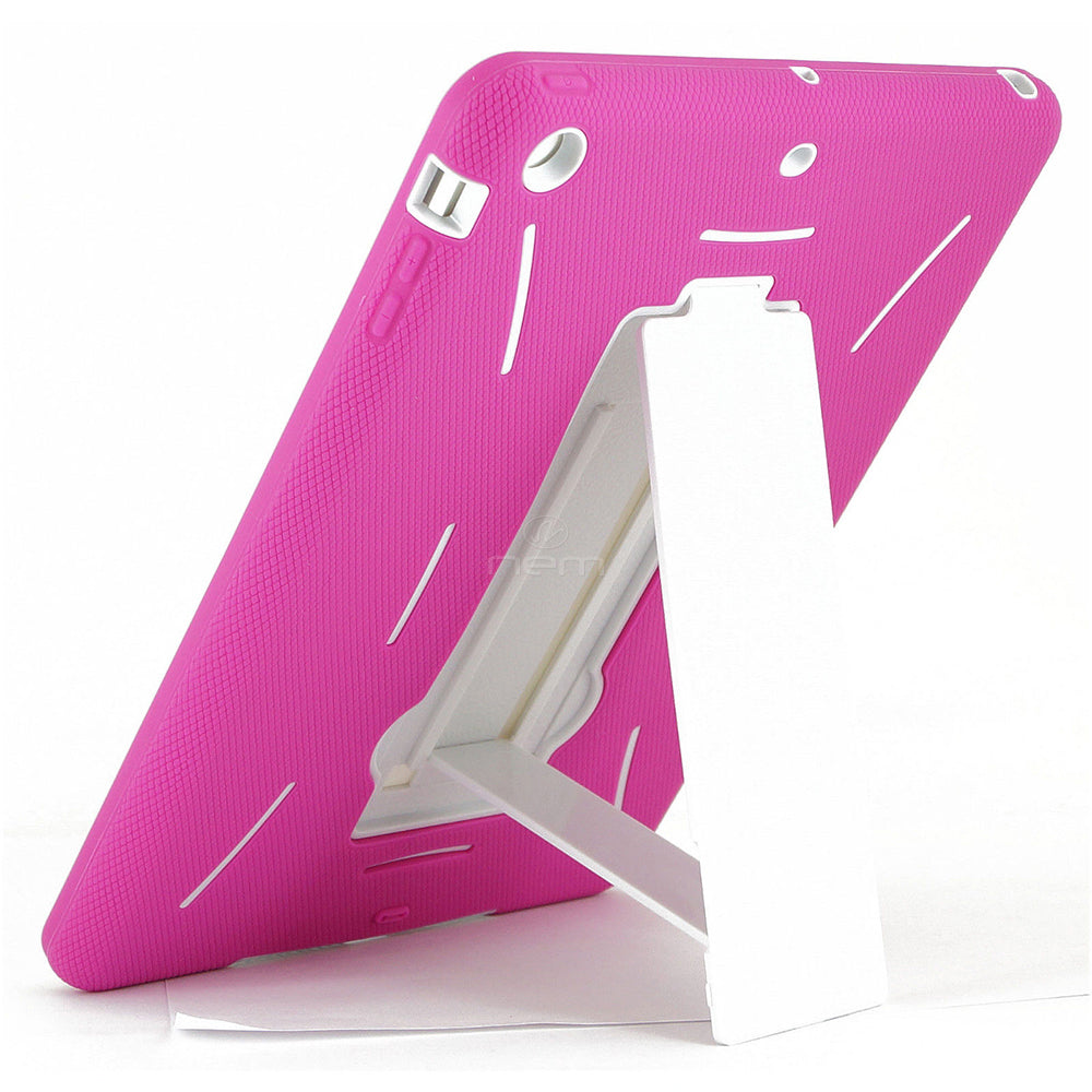 iPAD Air 9.7" Hybrid Stand Rubber Case HYB04 Hot Pink/White