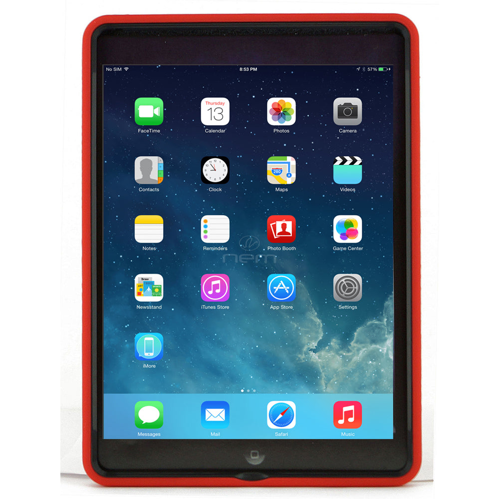 iPAD Air 9.7" Hybrid Stand Rubber Case HYB04 Red/Black