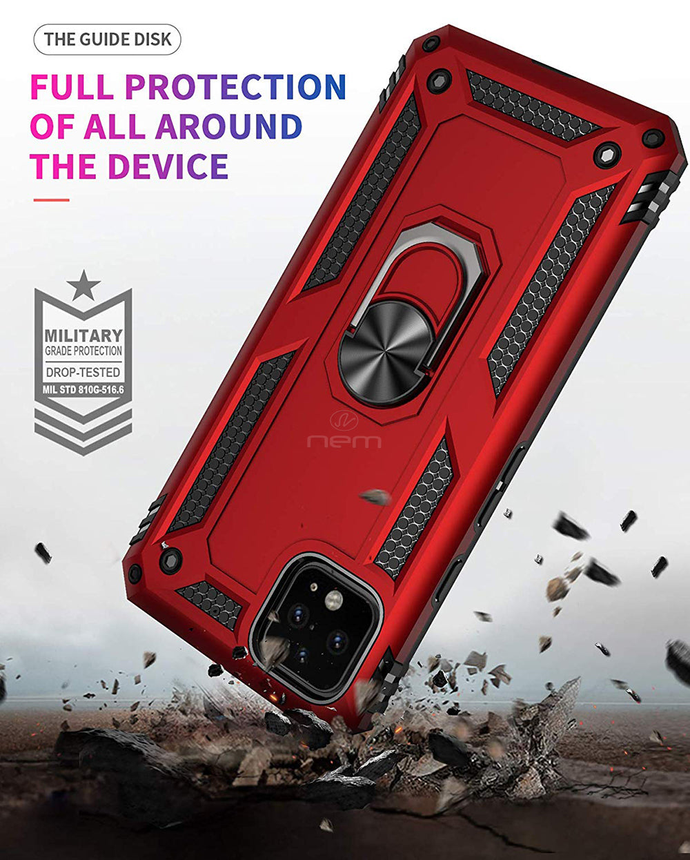 Google Pixel 4 Hybrid Case Ring Kickstand HYB08R Red