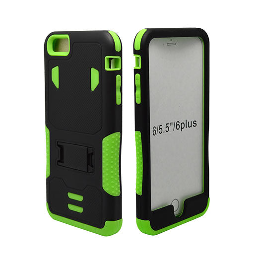 Apple iPhone 6 Plus 5.5 Hybrid Case11 with Stand Green skin/Black