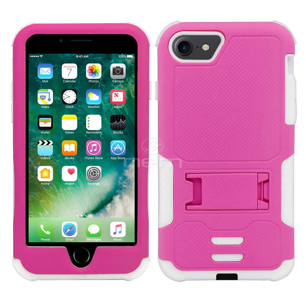 Apple iPhone 7 Hybrid Case 11 w Stand Pink/White