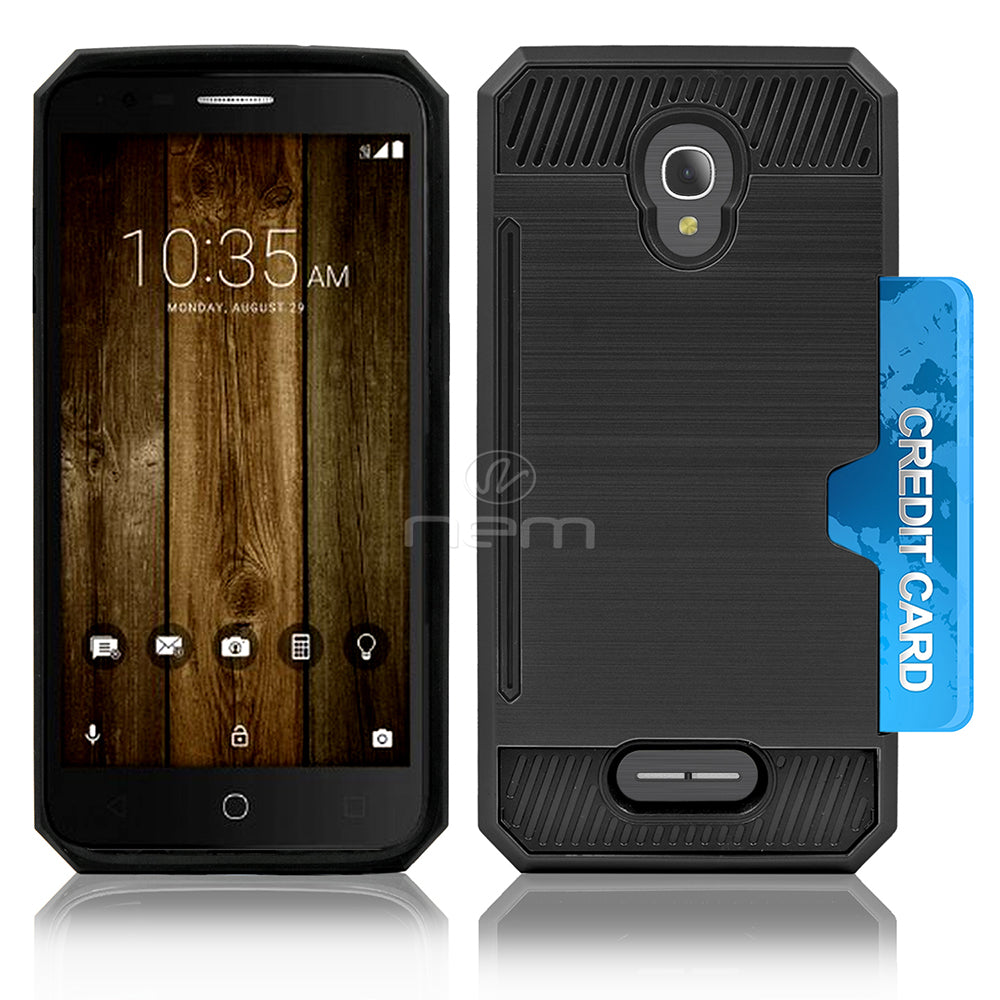 Alcatel Fierce 4/5051 Hybrid Case 19C w. Card Holder Black