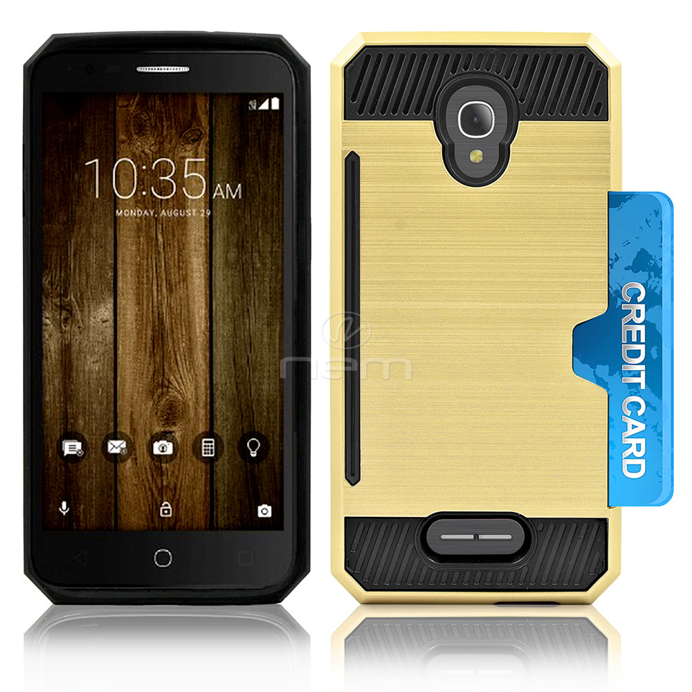 Alcatel Fierce 4/5051 Hybrid Case 19C w. Card Holder Gold