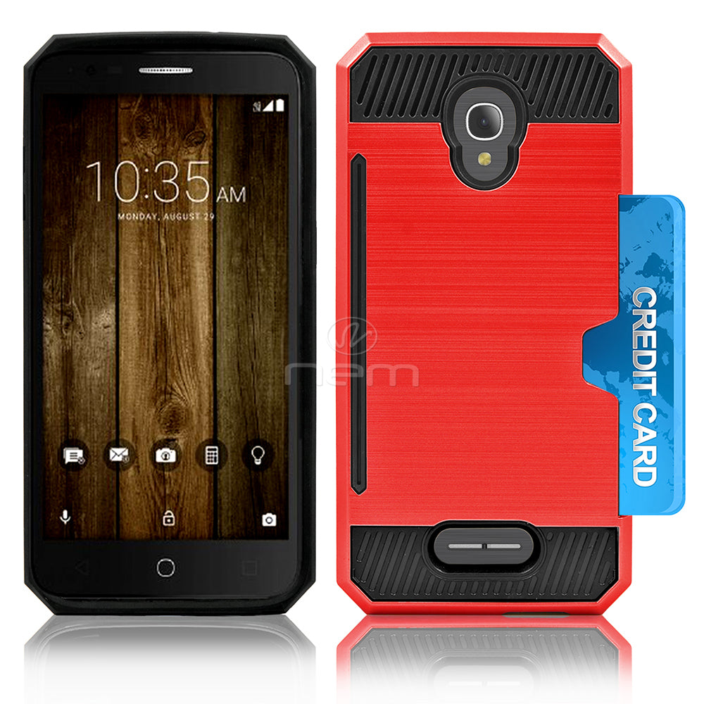 Alcatel Fierce 4/5051 Hybrid Case 19C w. Card Holder Red