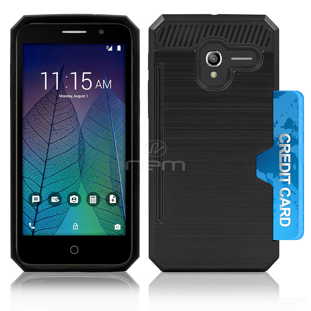 Alcatel Tru/5065 Hybrid Case 19C w. Card Holder Black