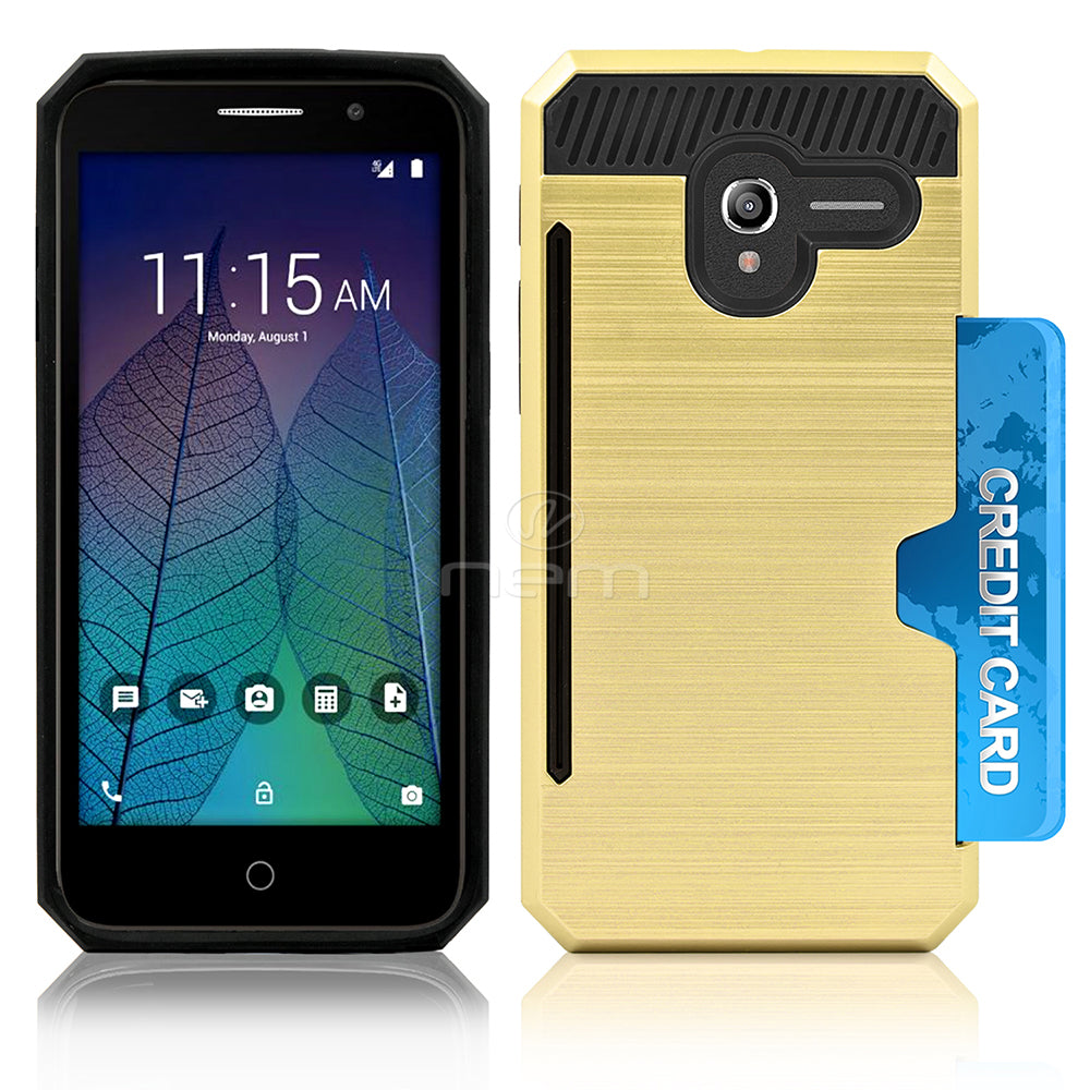 Alcatel Tru/5065 Hybrid Case 19C w. Card Holder Gold