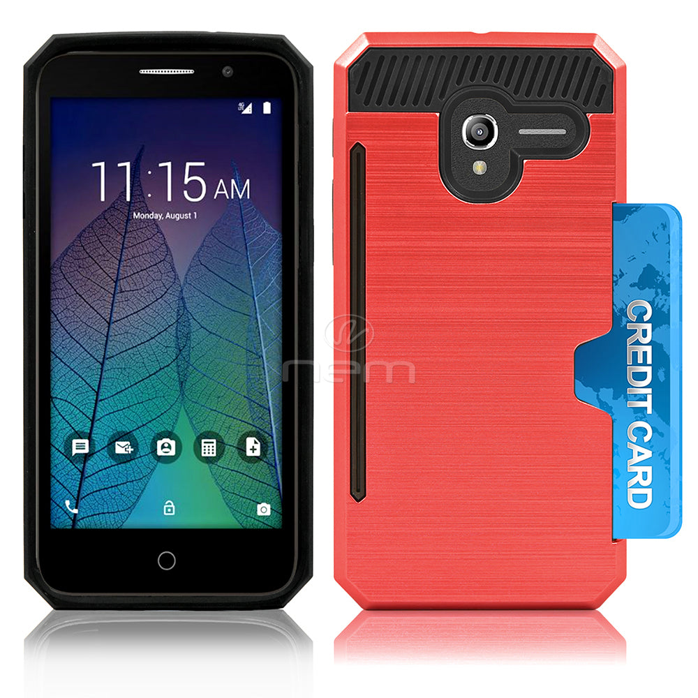 Alcatel Tru/5065 Hybrid Case 19C w. Card Holder Red