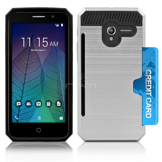 Alcatel Tru/5065 Hybrid Case 19C w. Card Holder Silver