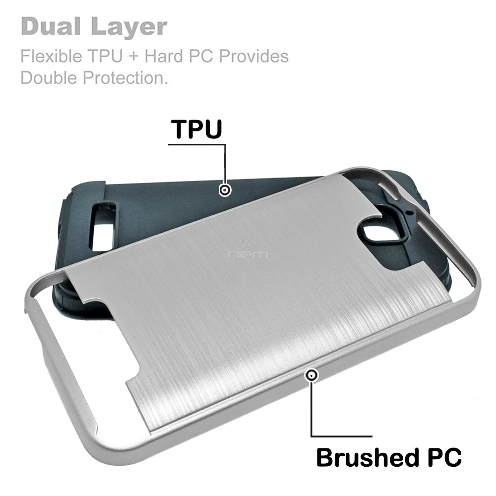 Coolpad Defiant/3632 Brushed Hybrid Armor Case HYB32 Silver