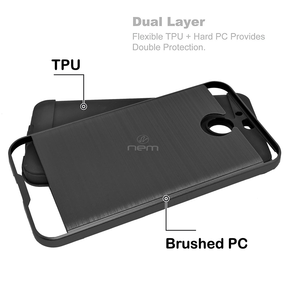 HTC Bolt Brushed Hybrid Armor Case HYB32 Black