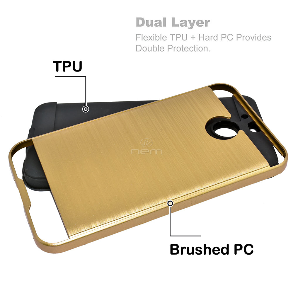 HTC Bolt Brushed Hybrid Armor Case HYB32 Gold