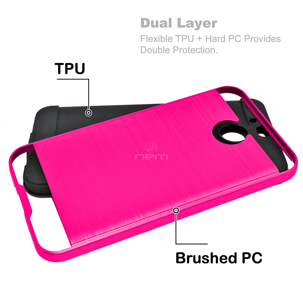 HTC Bolt Brushed Hybrid Armor Case HYB32 Hot Pink