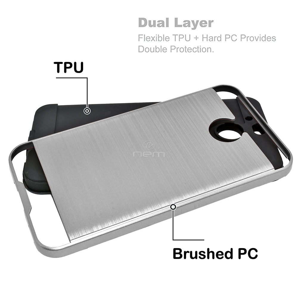 HTC Bolt Brushed Hybrid Armor Case HYB32 Silver