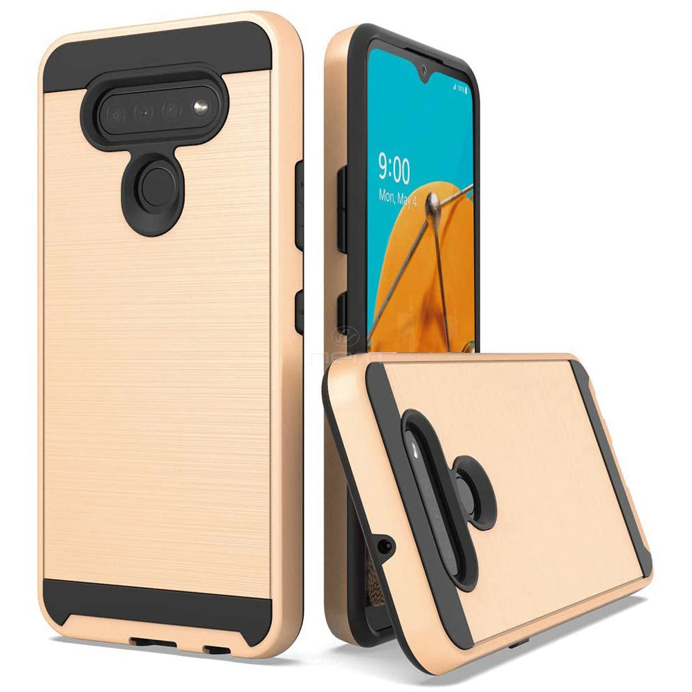 ýLG K51/LG Reflect/LG Q51 Brushed Case HYB32 Gold