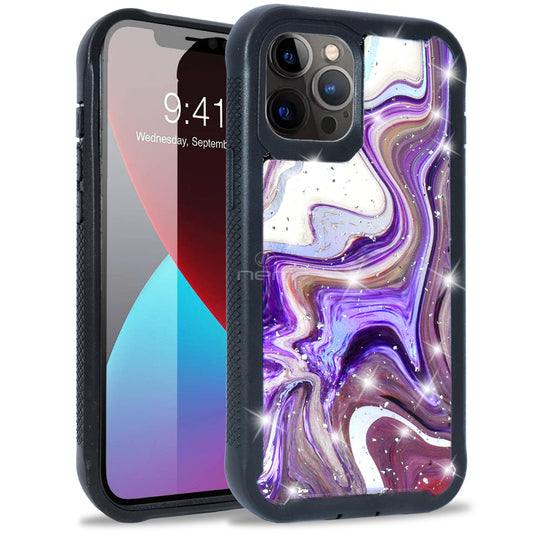 iPhone 12/12Pro (6.1) Marble Holographic Design HYB65 Purple