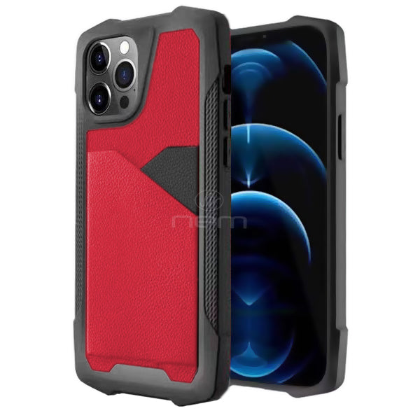 iPhone 12 (6.7") Hybrid Case w. Card Holder HYB68 Red