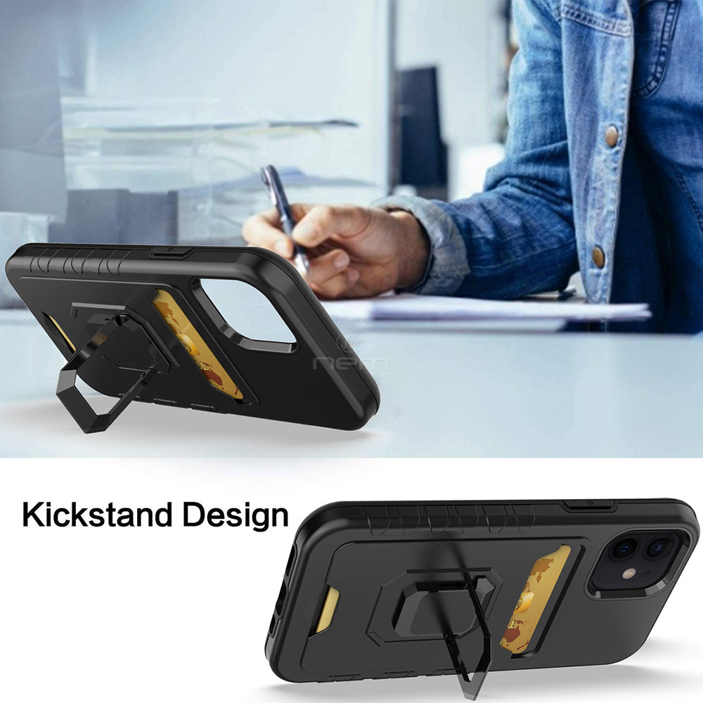 iPhone 13 Pro 6.1 Magnetic Stand w. Card Holder HYB72 Black