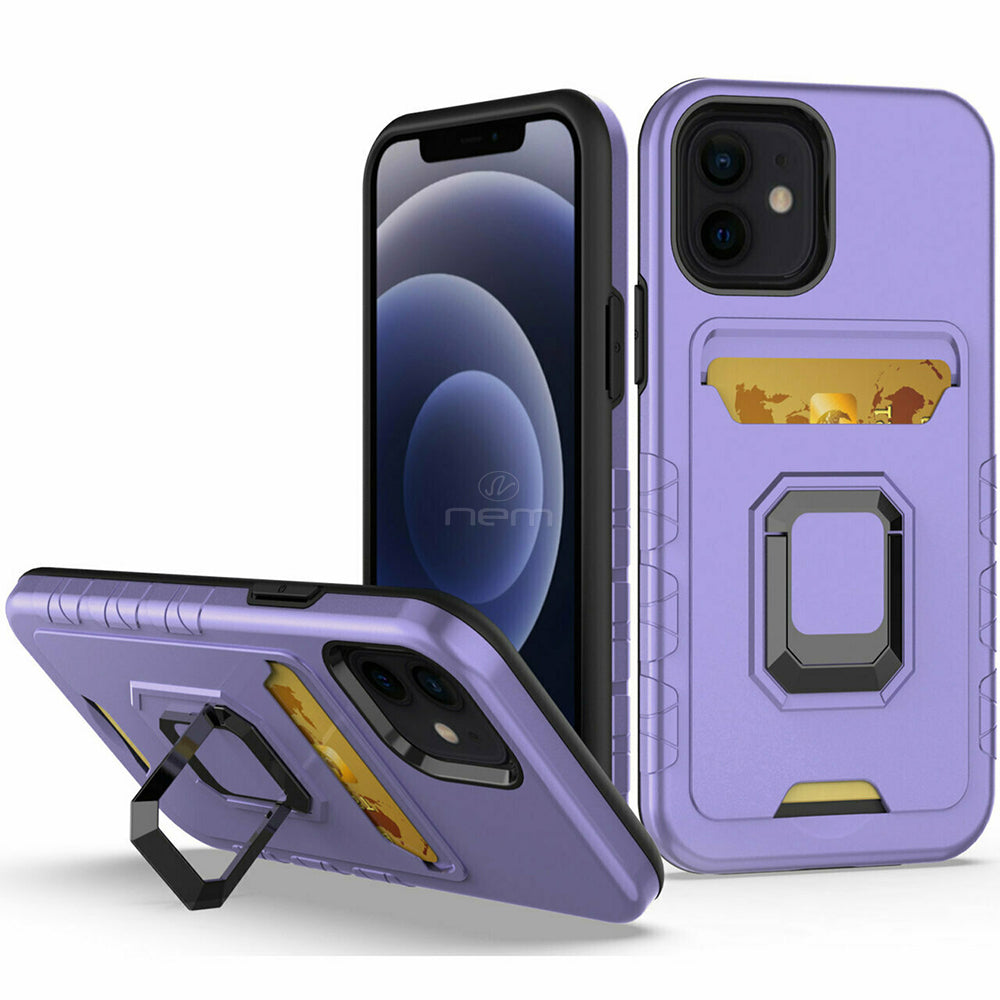 iPhone 13 Pro 6.1 Magnetic Stand w. Card Holder HYB72 Purple