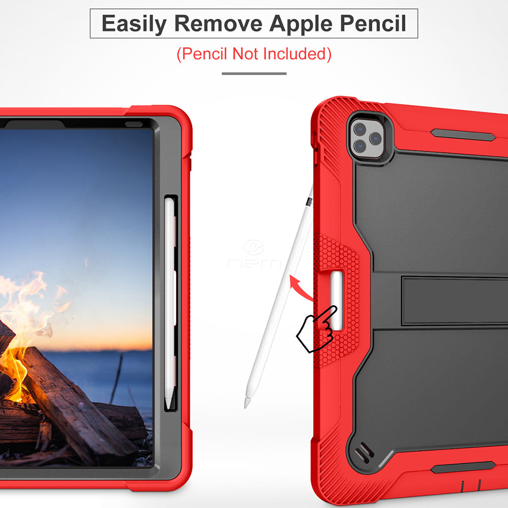 iPad Pro 3/4/5 12.9" Heavy Duty Kickstand Case HYB75 Red