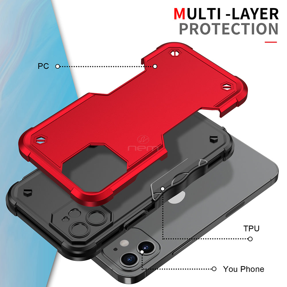 iPhone 11 (6.1") Non Slip Shockproof Hybrid Case HYB76 Red