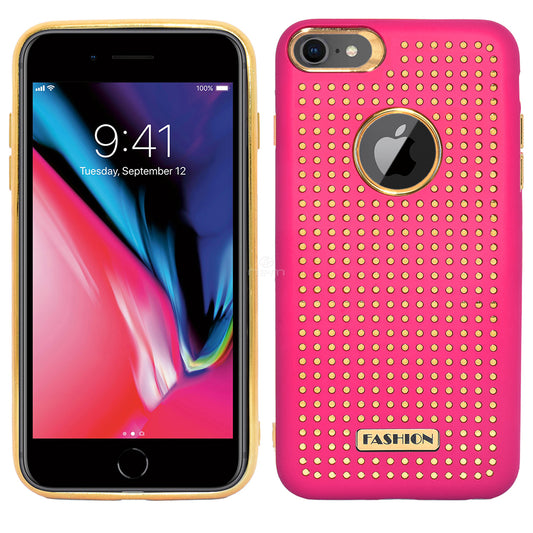 Apple iPhone 8 Fashion Polka Dots Hybrid Case HYBD02 Hot Pink