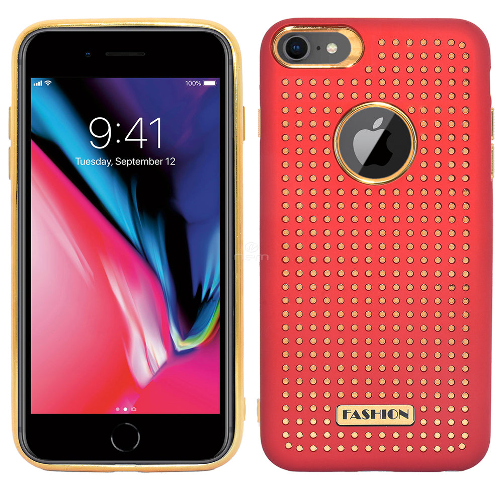 Apple iPhone 8 Fashion Polka Dots Hybrid Case HYBD02 Red