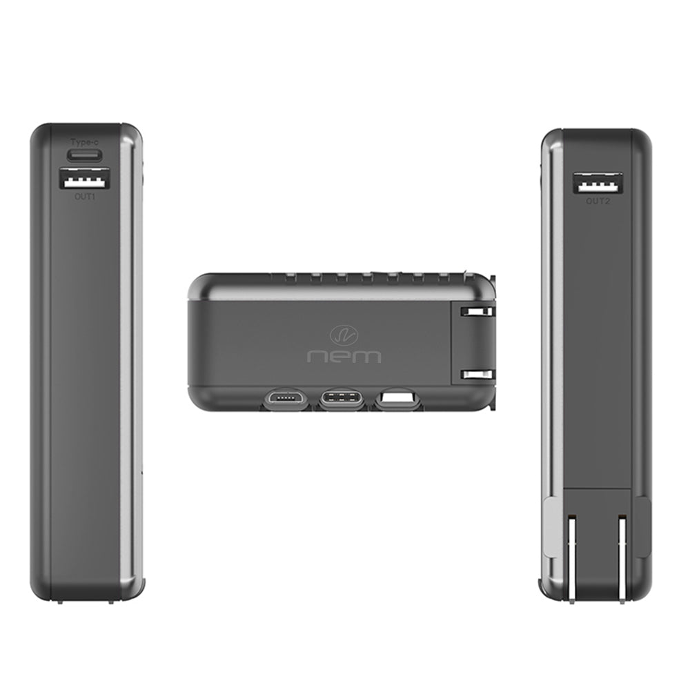 Built-In Cable & Plug Power Bank 10000mAh PB-T106 Gray