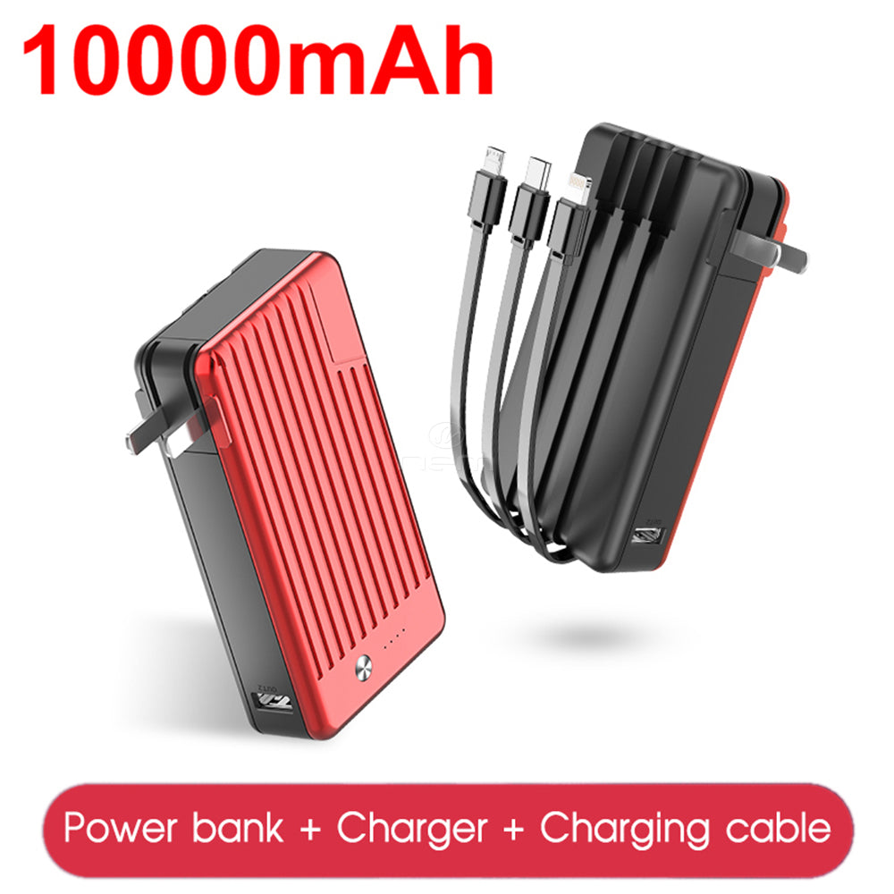 Built-In Cable & Plug Power Bank 10000mAh PB-T106 Red