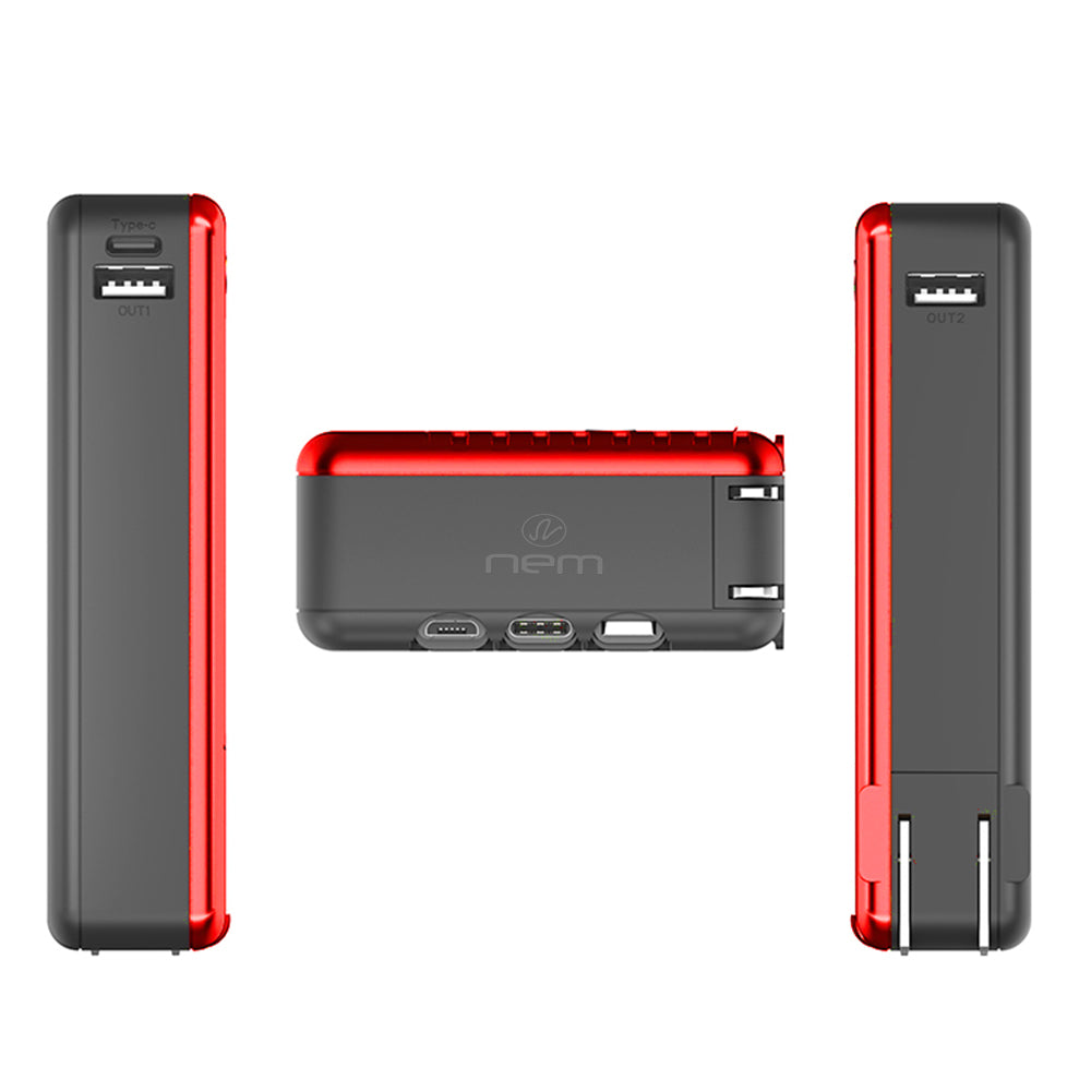 Built-In Cable & Plug Power Bank 10000mAh PB-T106 Red