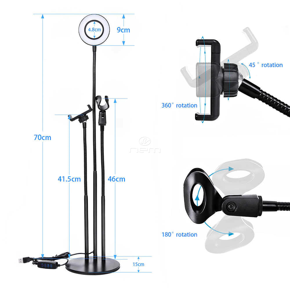 Desktop Selfie Ring LED Light w/ Mic & Phone Holder RL02