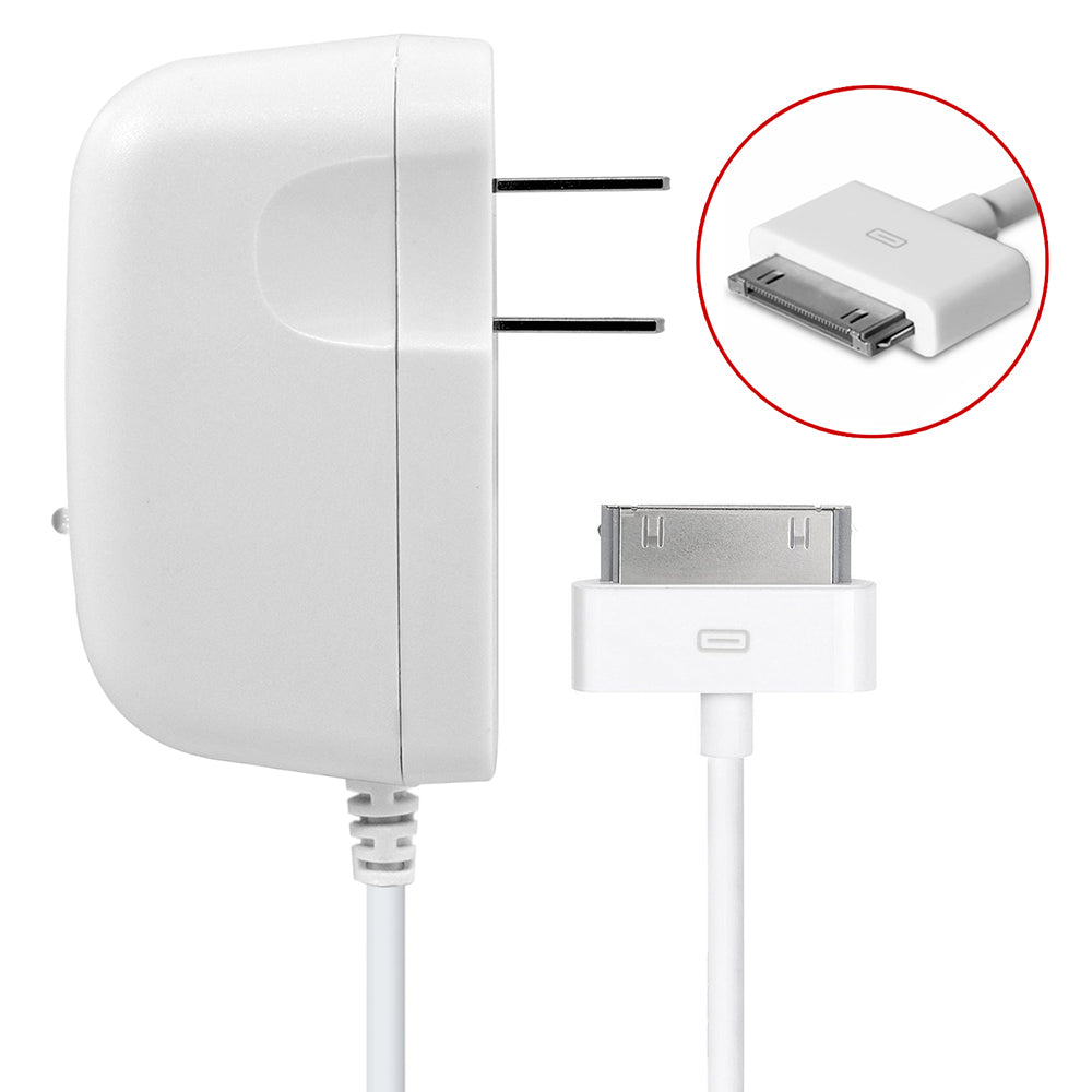 Apple iPhone 4 & iPad Travel Charger w. Built-In Cable White