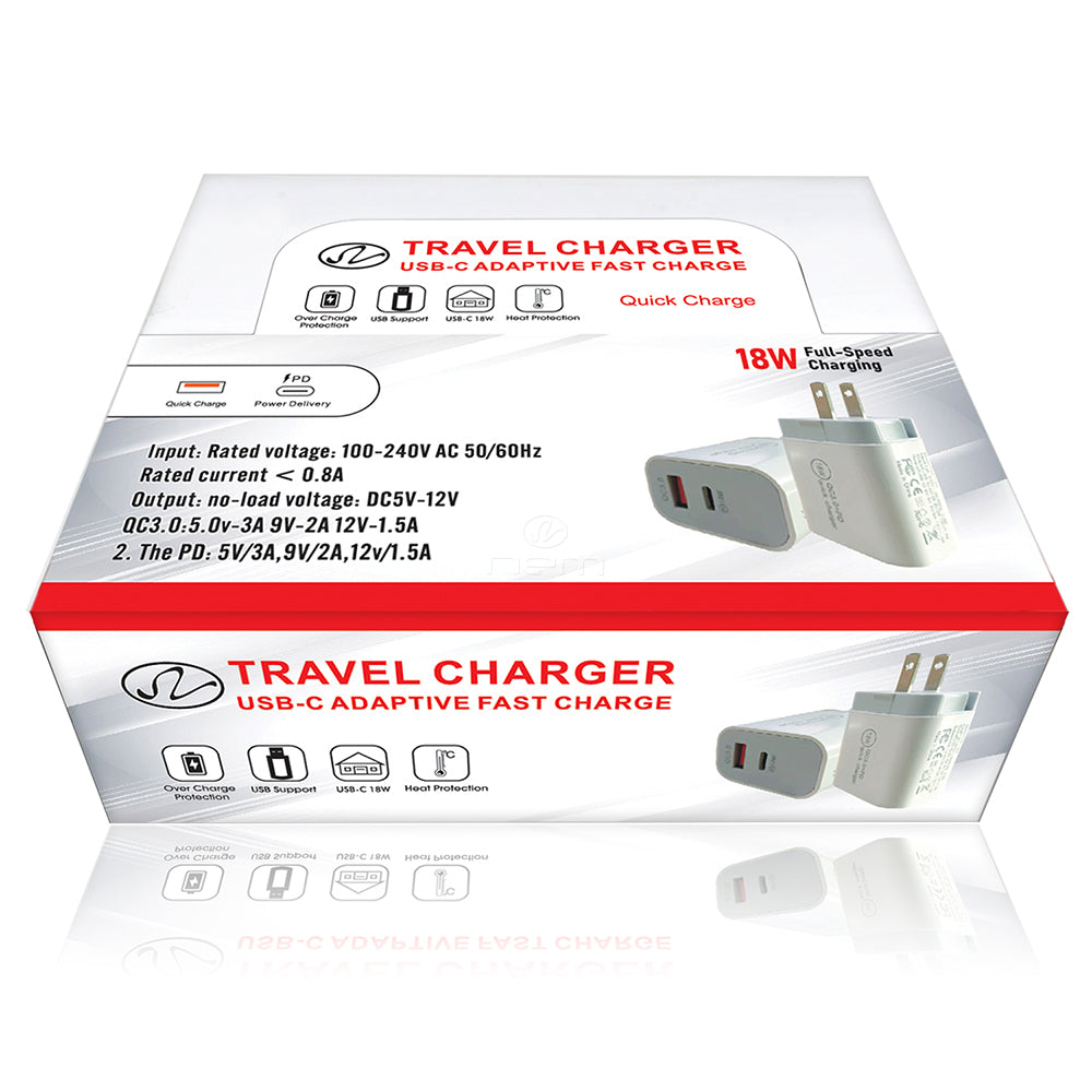 Home Charger Dual Ports USB & Type C 12 Pcs 6 Bk 6 Wh TC07