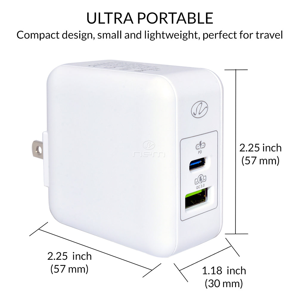 USB-C Dual Port Home Adapter Fast Charging 6.2A White