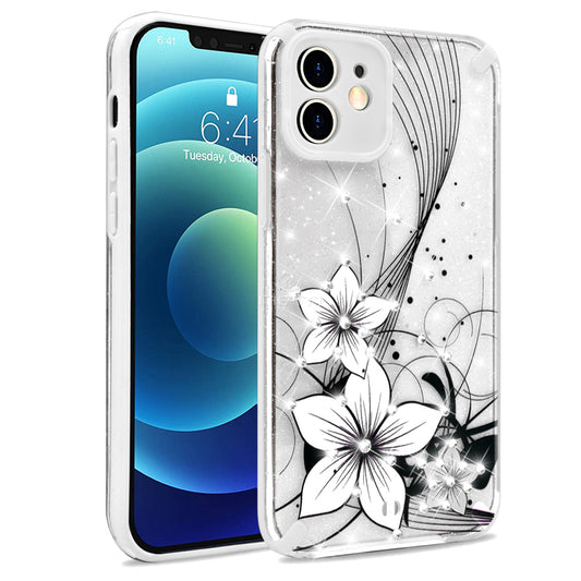 iPhone 12 6.1" Flower Diamond Design Case TPC19 White