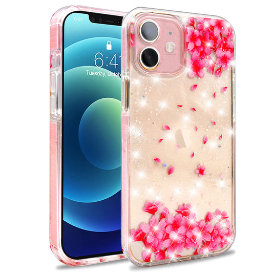 iPhone 12 (6.1) Transparent Floral Design TPC24 Pink