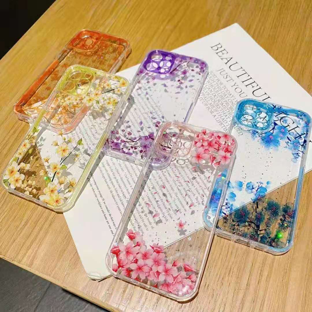 iPhone 12 (6.7) Transparent Floral Design TPC24 Blue