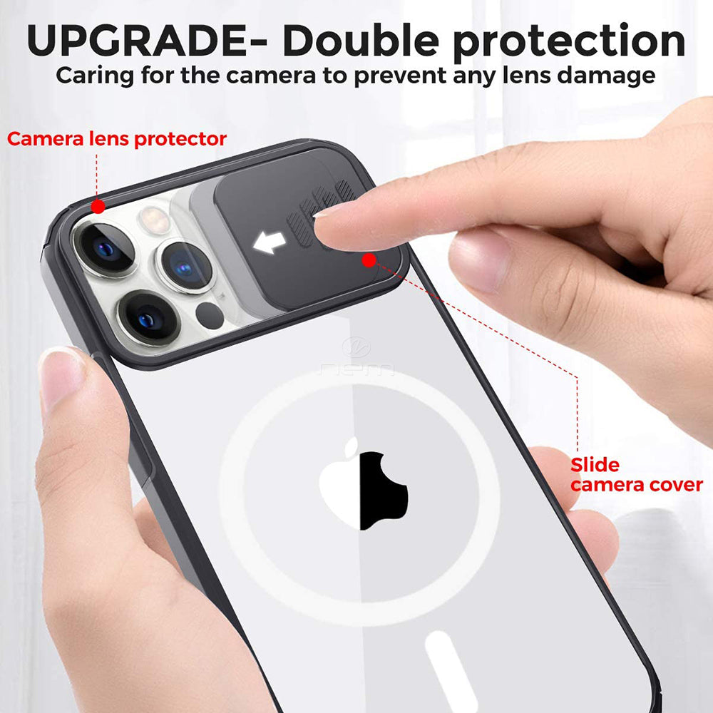 iPhone 13 (6.1) Clear Magsafe Case w. Cam Cover TPC28 Black