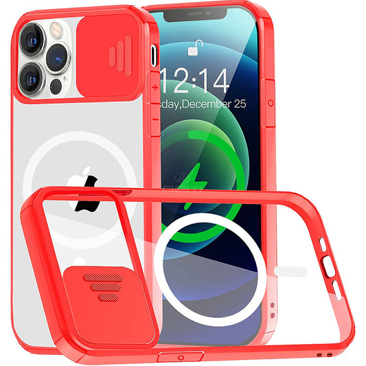 iPhone 13 Pro (6.1) Clear Magsafe Case w. Cam Cover TPC28 Red