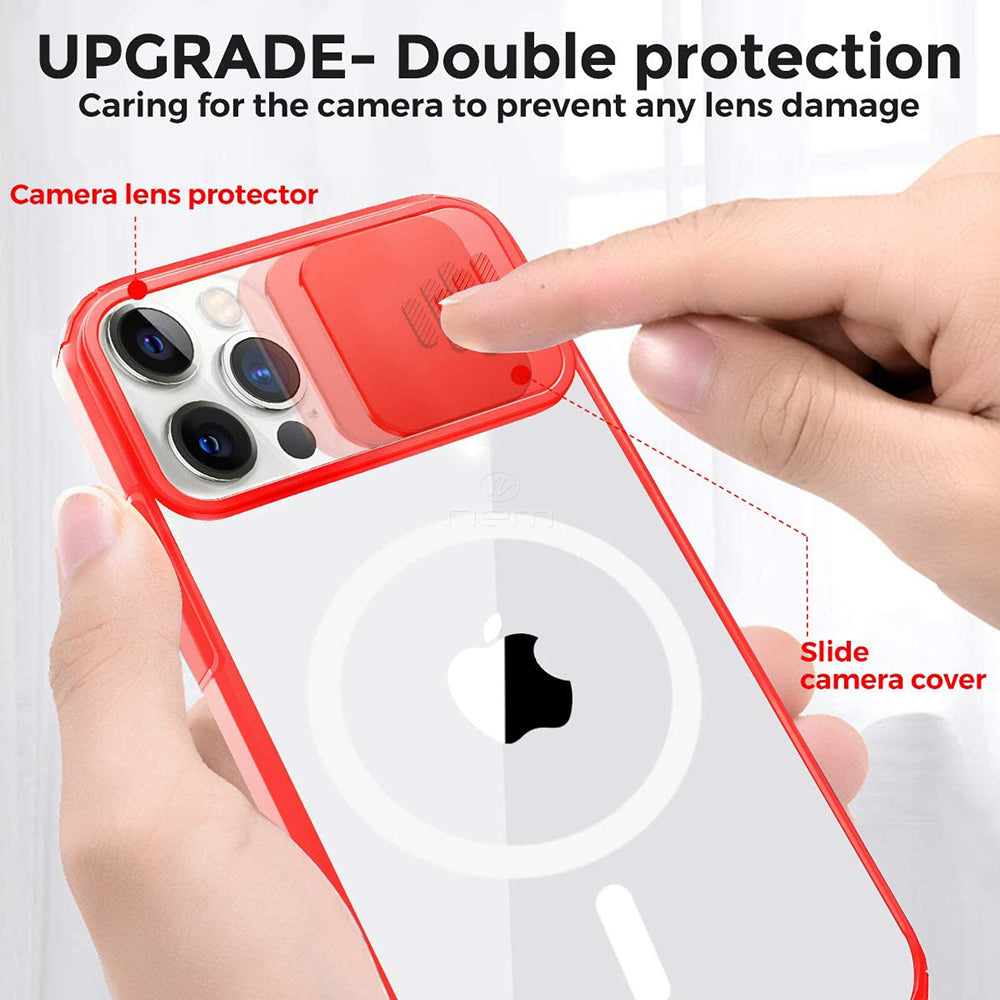 iPhone 13 Pro (6.1) Clear Magsafe Case w. Cam Cover TPC28 Red