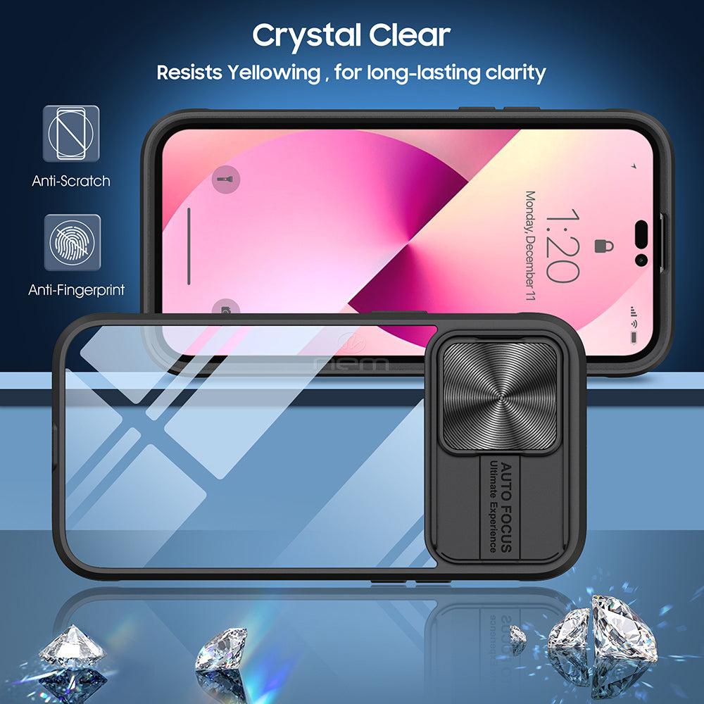 iPhone 12 6.7 Clear Slide Lens Cover Case TPC35 Black