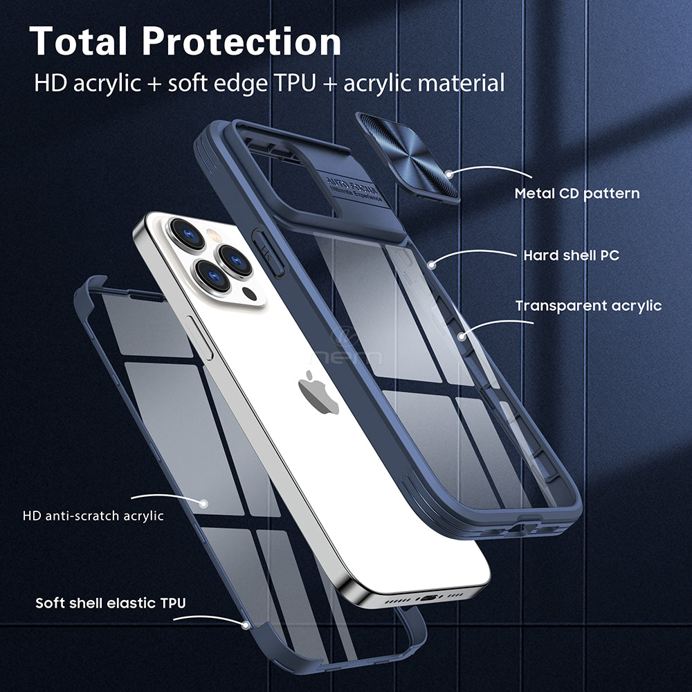 iPhone 12 6.7 Clear Slide Lens Cover Case TPC35 Blue