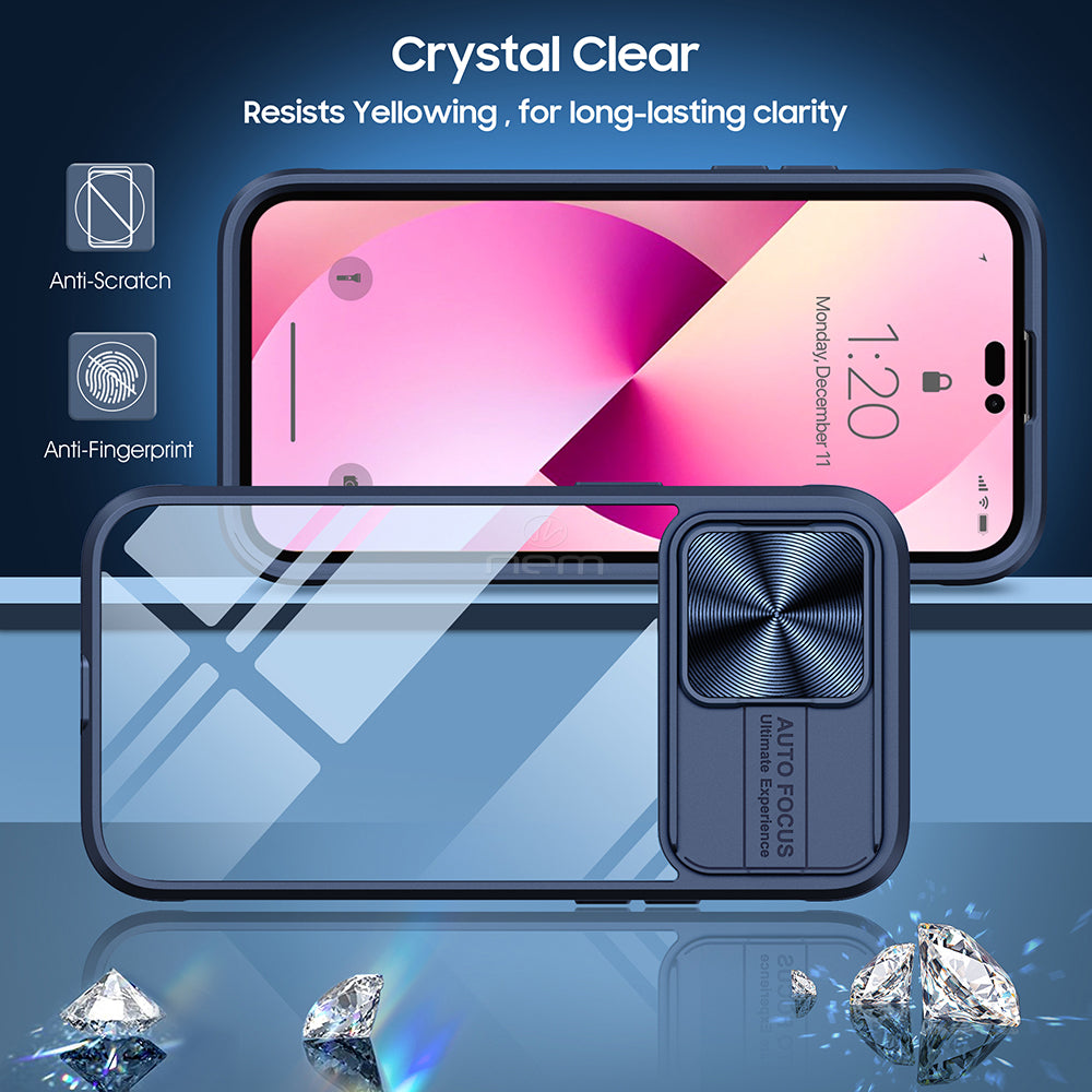 iPhone 12 6.7 Clear Slide Lens Cover Case TPC35 Blue