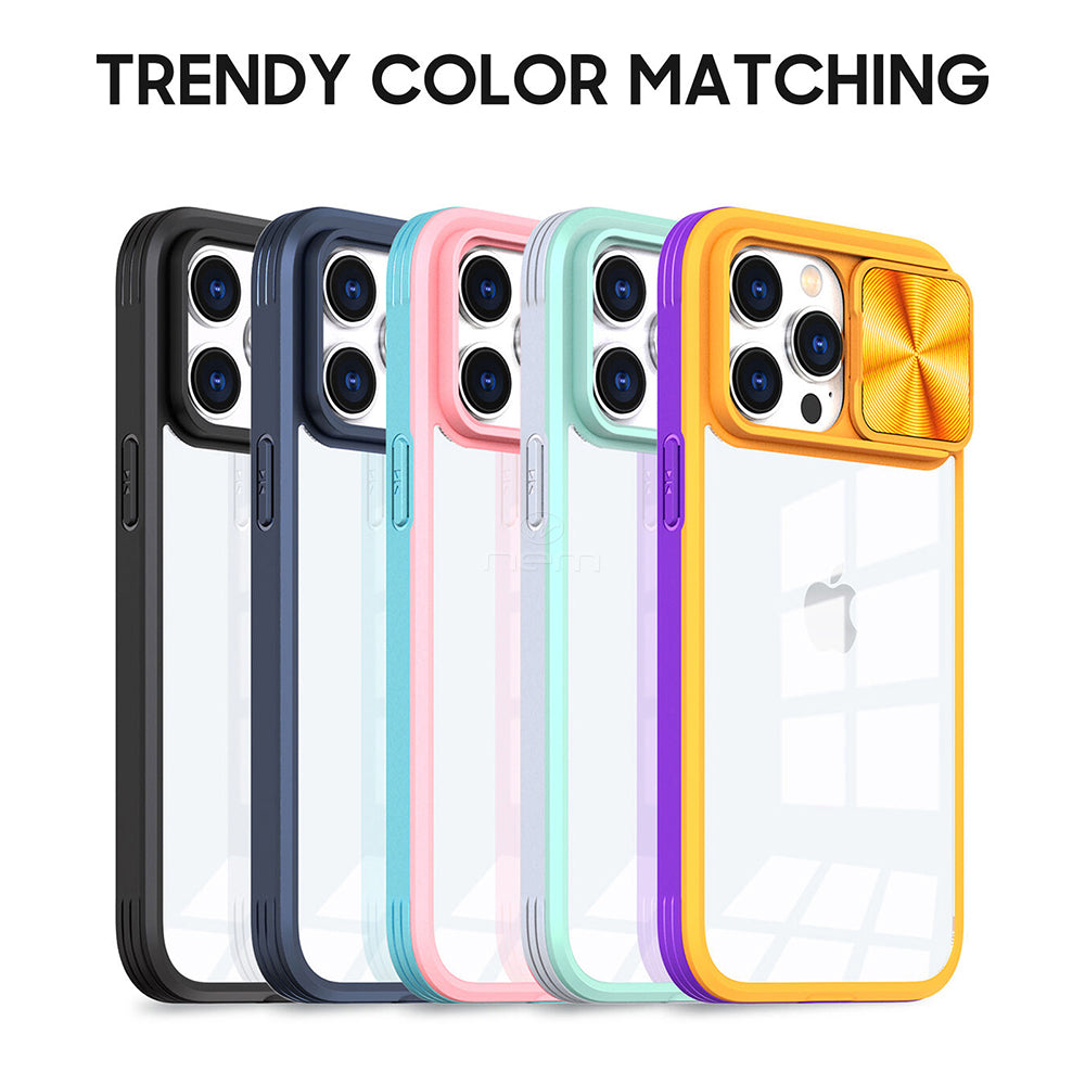 iPhone 13 6.7  Clear Slide Lens Cover Case TPC35 Teal