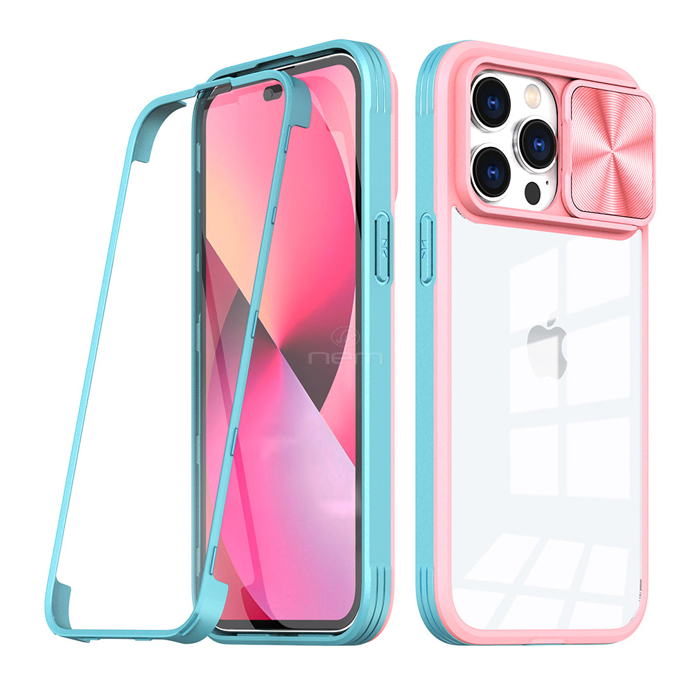 iPhone 13 6.7  Clear Slide Lens Cover Case TPC35 Pink